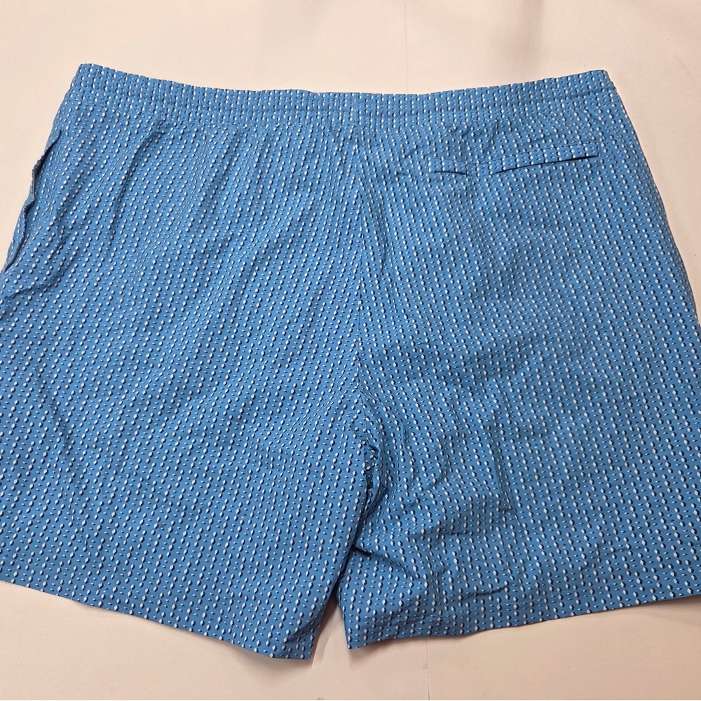 NWT QUINCE 7” Inseam Italian Swim Trunks Mini Diamond Geo Blue Men’s XXL 6596 - Picture 8 of 10